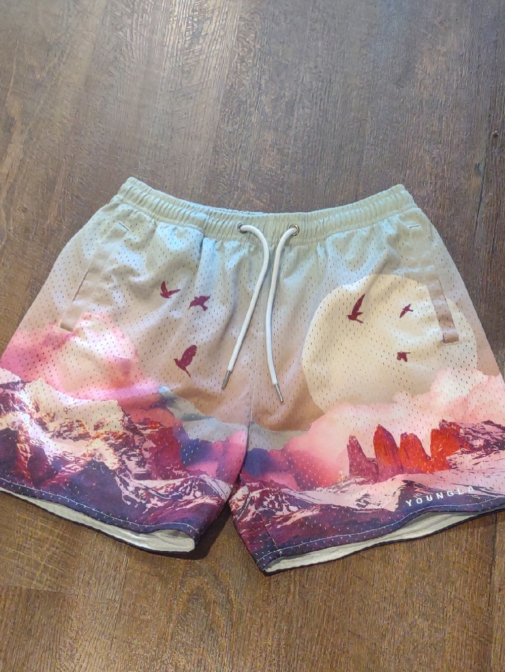 YoungLA Men's Large Block Party Shorts - Pink, Purple, Beige